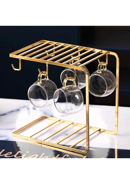 Gold Kupa Bardak Askısı 6'lı 25 x 22 x 15 cm.