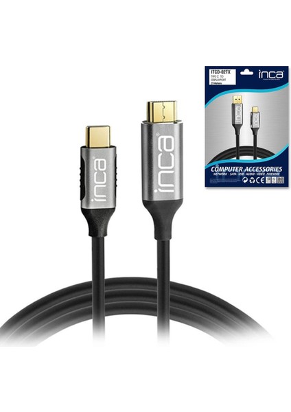 ITCD-02TX Type-C To Display Port Altın Uçlu 4K Kablo 2 mt