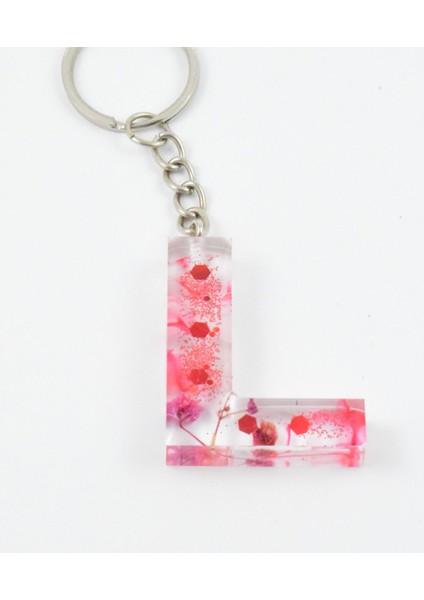 Armağan Zengini Isme Özel L Harfi Temalı Epoksi Anahtarlık | Red Flower