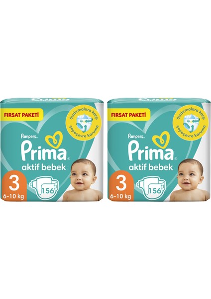 Aktif Bebek Bezi 3 Beden 312'li 2 Aylık Fırsat Paketi 6-10 Kg fiyatları