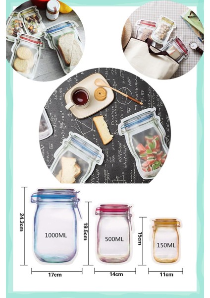 Kavanoz Görünümlü Saklama Poşeti Setleri Kilitlenebilir Çıtçıtlı Buzdolabı Saklama Kabı fiyatları