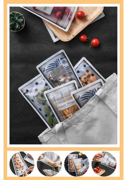 Desenli Saklama Poşeti Setleri Kilitlenebilir Çıtçıtlı Buzdolabı Saklama Kabı modelleri