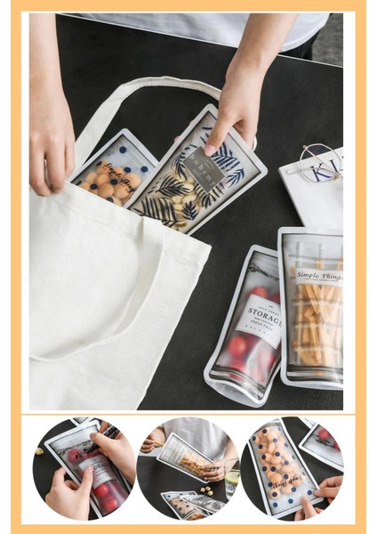 Desenli Saklama Poşeti Setleri Kilitlenebilir Çıtçıtlı Buzdolabı Saklama Kabı indirimleri