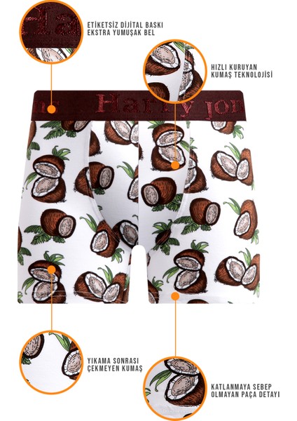 Erkek 5'li Desenli Renkli Pamuklu Premium Paket Boxer
