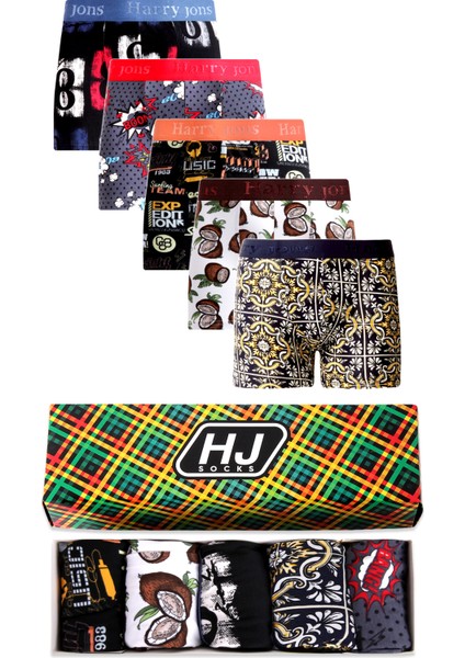 Erkek 5'li Desenli Renkli Pamuklu Premium Paket Boxer fiyatları