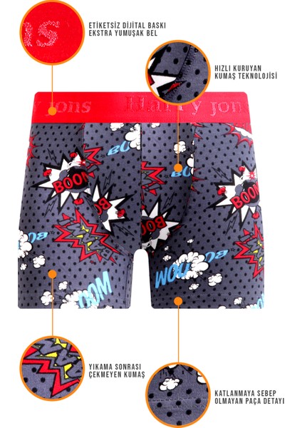 Erkek 5'li Desenli Renkli Pamuklu Premium Paket Boxer fırsatları