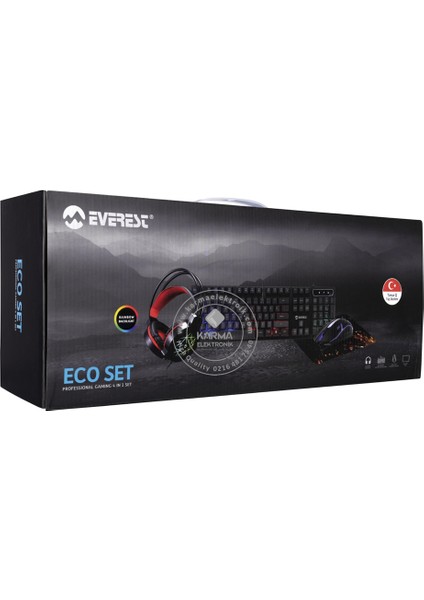 Kmk-91 Eco Rgb Gökkuşağı Aydınlatmalı USB Gaming Set Klavye+Mouse+Pad+Kulaklık