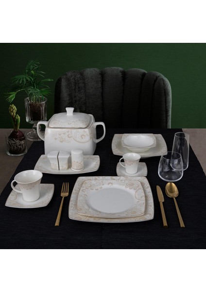 CAROLINE 85 PARÇA KARE BONE YEMEK TAKIMI - 5907