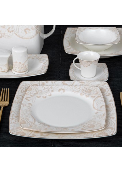 CAROLINE 85 PARÇA KARE BONE YEMEK TAKIMI - 5907 fırsatları