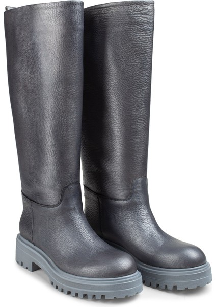 Deri Metalik Gri Kadın Çizme fiyatları