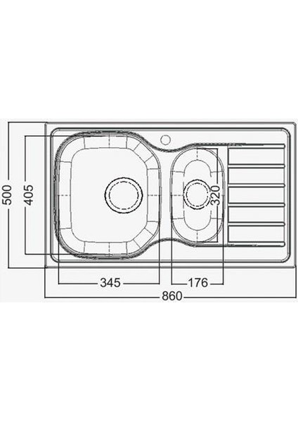 Kısa 1,5 Göz Keten Dokulu Evye 86X50 Sağ