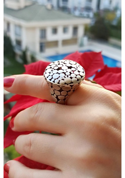 Antik Gümüş Kaplama Daireler Şekilli El Yapımı Ayarlanabilir Yüzük fiyatları