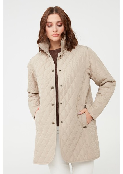 Kadın Kapitone Ceket Bej