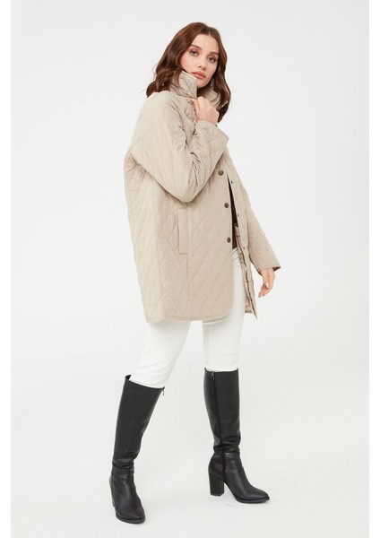 Kadın Kapitone Ceket Bej fırsatları