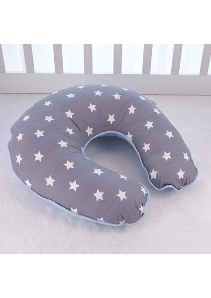 Emzirme Yastığı Minderi Gri Mavi %100 Pamuklu