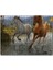 Kahverengi ve Beyaz Koşan Atlar Çizim 120 Parça Puzzle Yapboz Mdf (Ahşap) 1