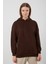 Tena Moda Kadın Kahve Üç İplik Kanguru Cepli Kapüşonlu Sweatshirt 1