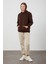 Tena Moda Kadın Kahve Üç İplik Kanguru Cepli Kapüşonlu Sweatshirt 4