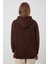 Tena Moda Kadın Kahve Üç İplik Kanguru Cepli Kapüşonlu Sweatshirt 5