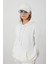 Tena Moda Kadın Ekru Üç İplik Kanguru Cepli Kapüşonlu Sweatshirt 1