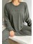 Minimalist Baskılı Bambu Uzun Kol Kadın Pijama Takımı 3