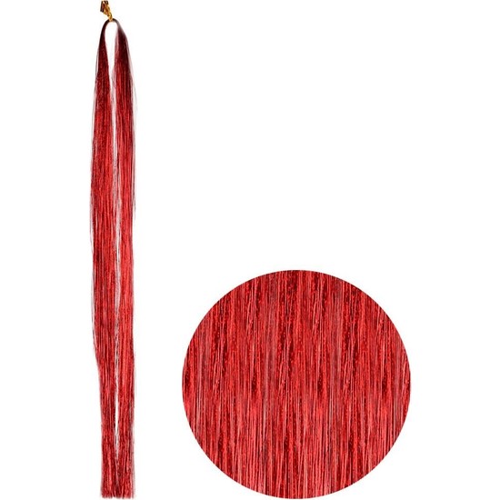 Alfa Kırmızı Saç Simi-Hair Tinsel + Sim Boncuk Takma Tığı + Kaynak Boncuğu