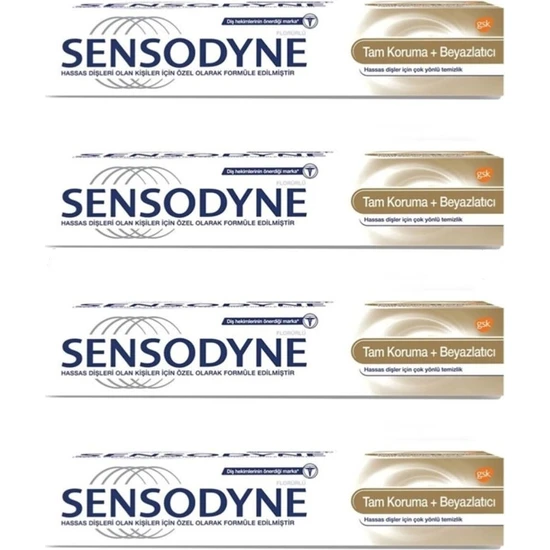 Sensodyne Tam Koruma + Beyazlatıcı 75 ml x 4 Adet Diş Macunu