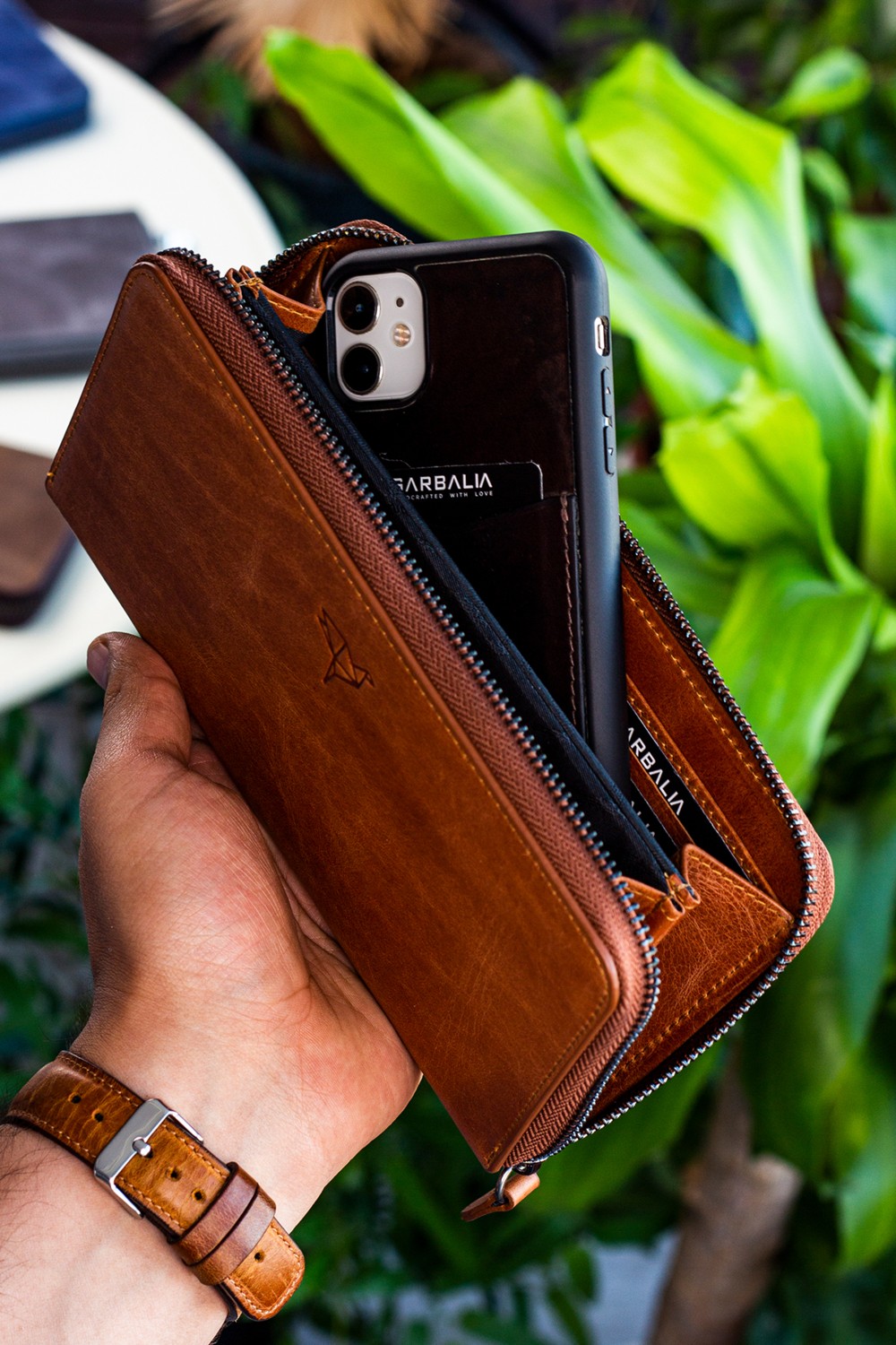 Garbalia Murphy Crazy Deri Telefon Bölmeli Mıknatıslı Portföy Cüzdan Taba