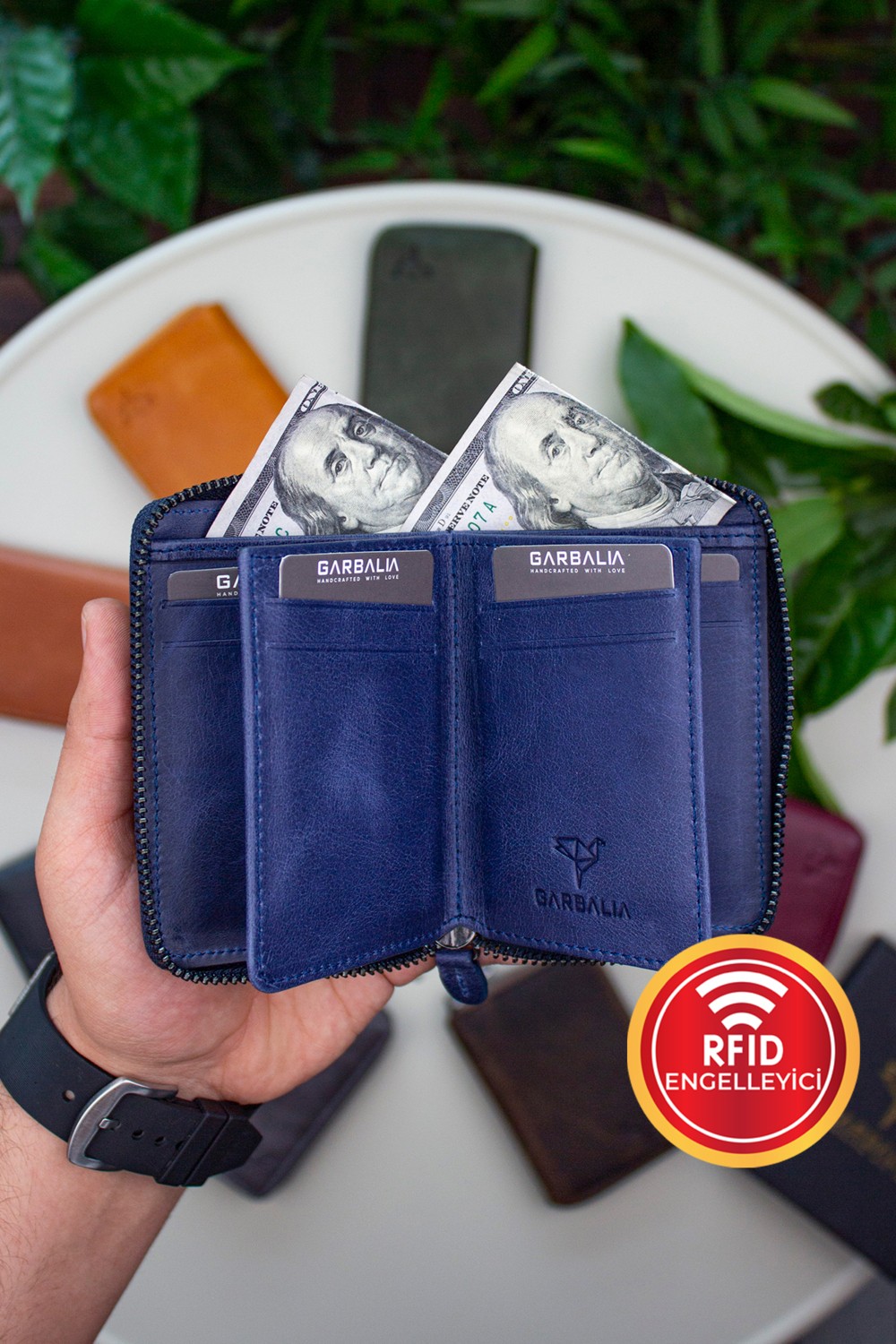 Garbalia Fargo Vintage Deri Fermuarlı Unisex Kartlık Cüzdan