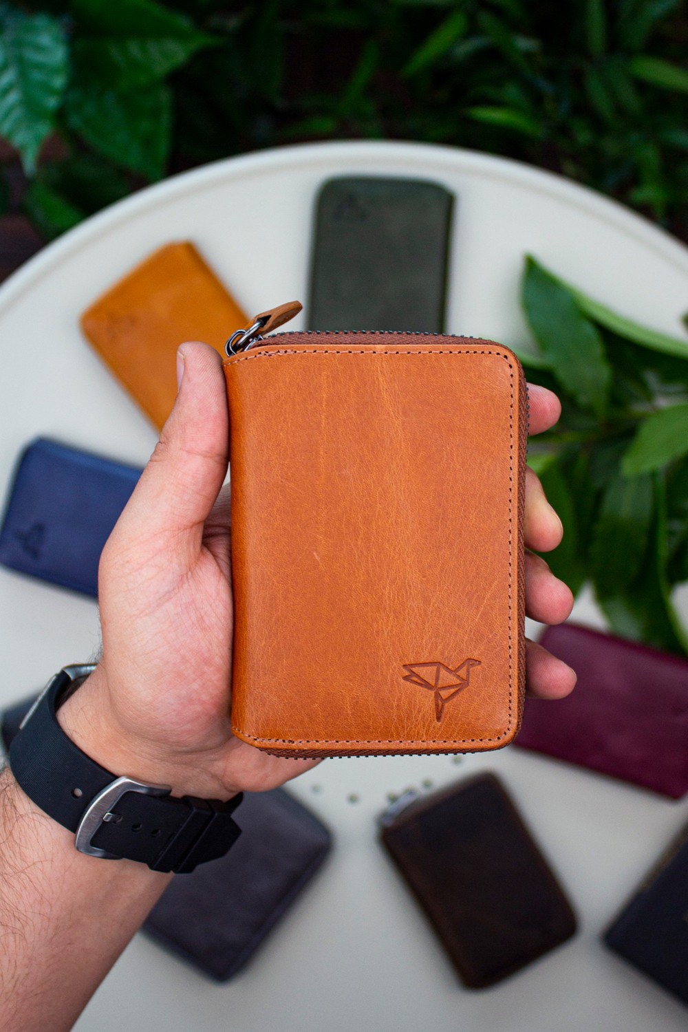 Garbalia Fargo Vintage Deri Fermuarlı Unisex Kartlık Cüzdan görsel 2