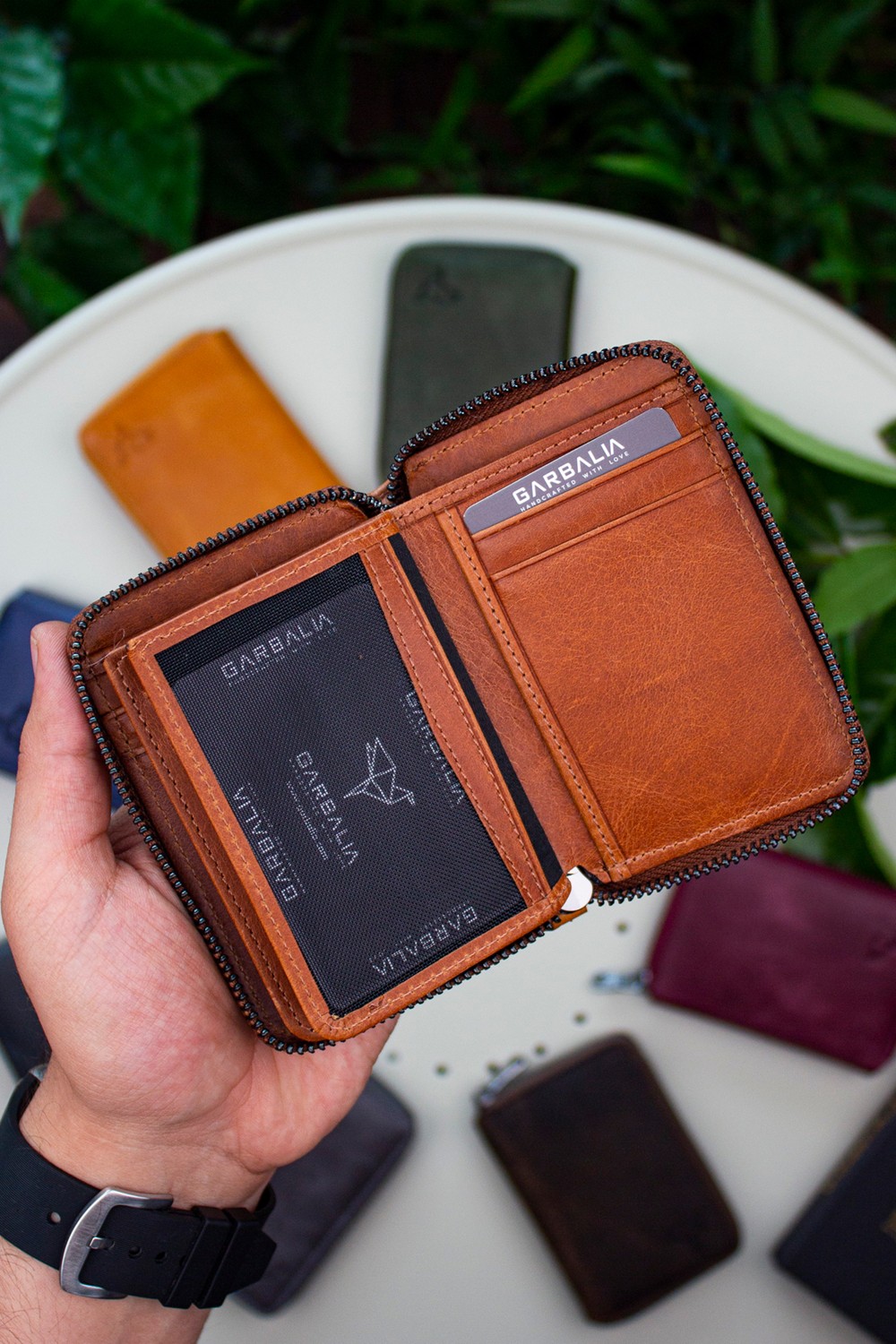 Garbalia Fargo Vintage Deri Fermuarlı Unisex Kartlık Cüzdan görsel 3