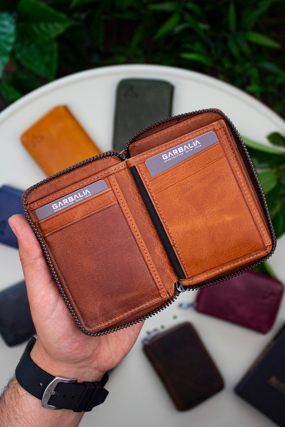Garbalia Fargo Vintage Deri Fermuarlı Unisex Kartlık Cüzdan görsel 4