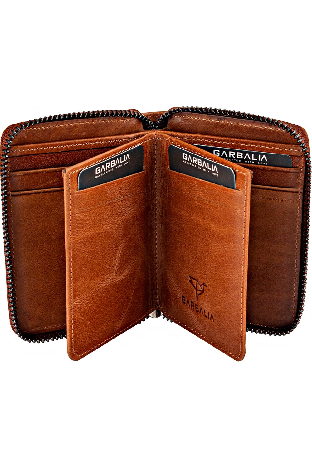 Garbalia Fargo Vintage Deri Fermuarlı Unisex Kartlık Cüzdan görsel 6