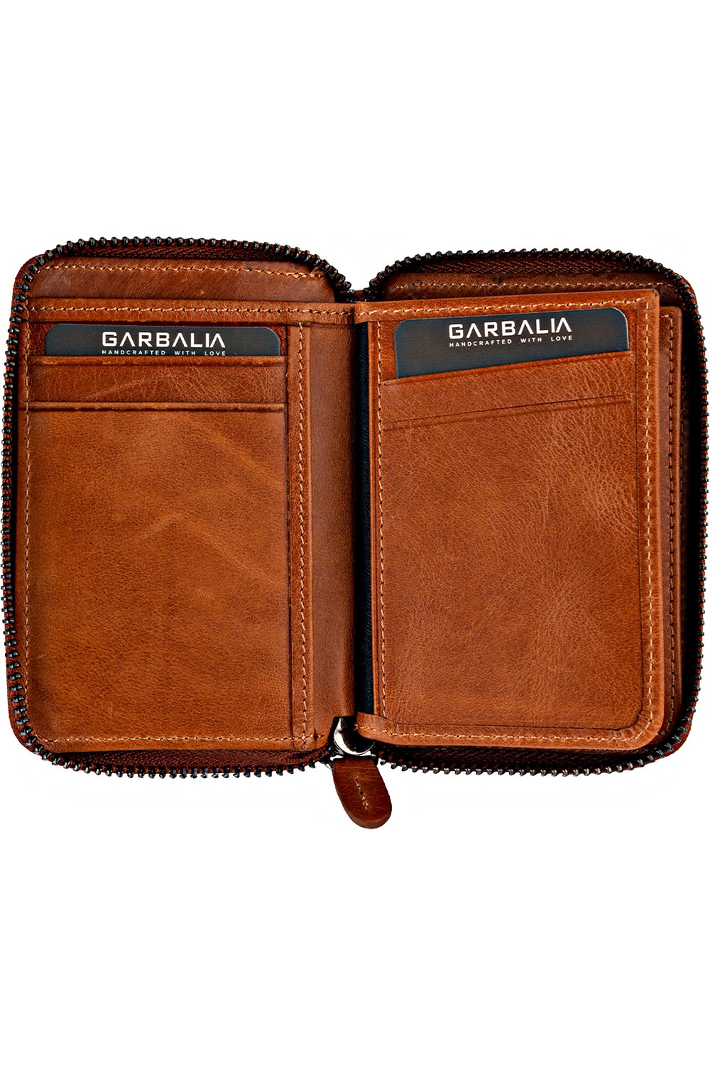 Garbalia Fargo Vintage Deri Fermuarlı Unisex Kartlık Cüzdan görsel 7