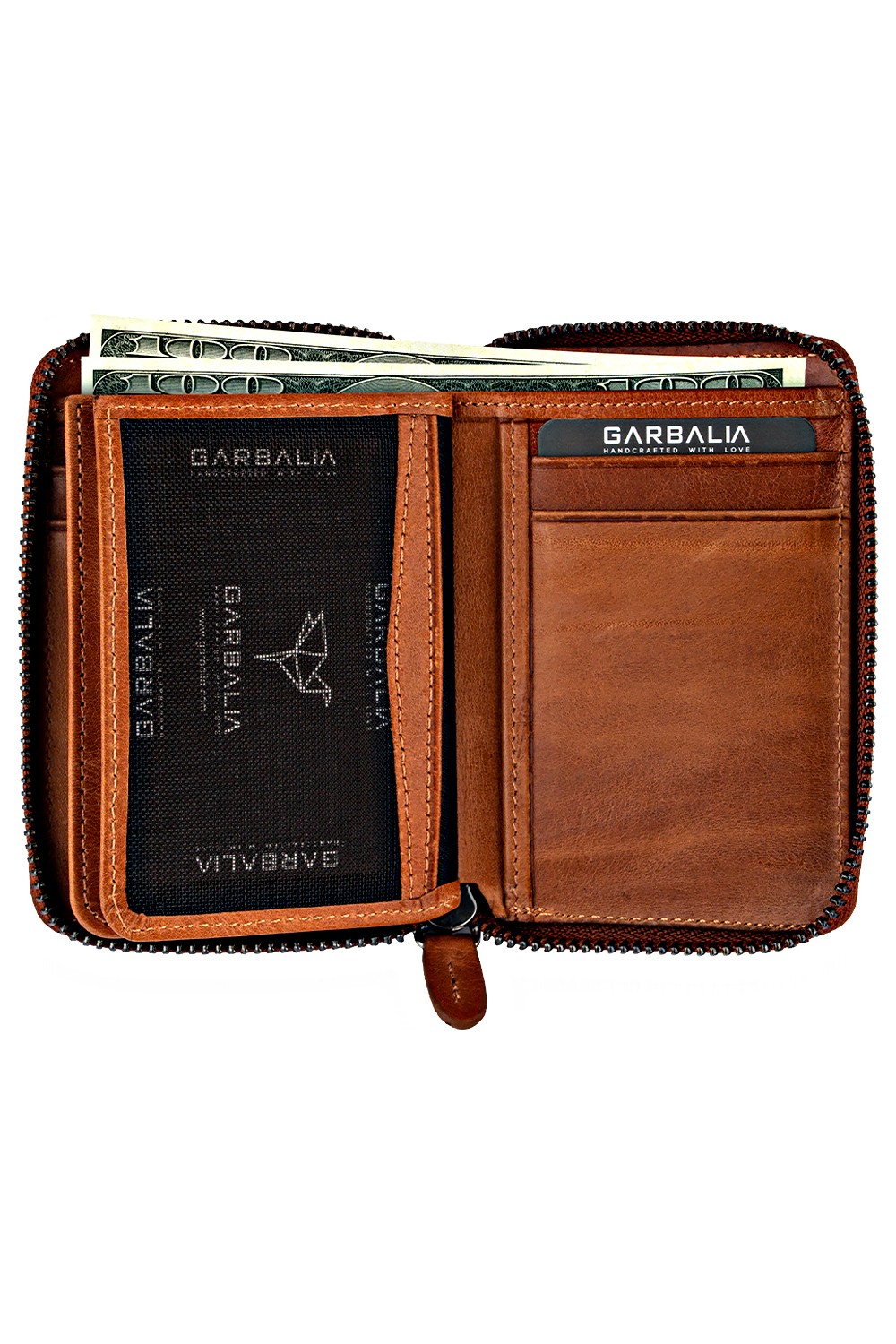 Garbalia Fargo Vintage Deri Fermuarlı Unisex Kartlık Cüzdan görsel 8