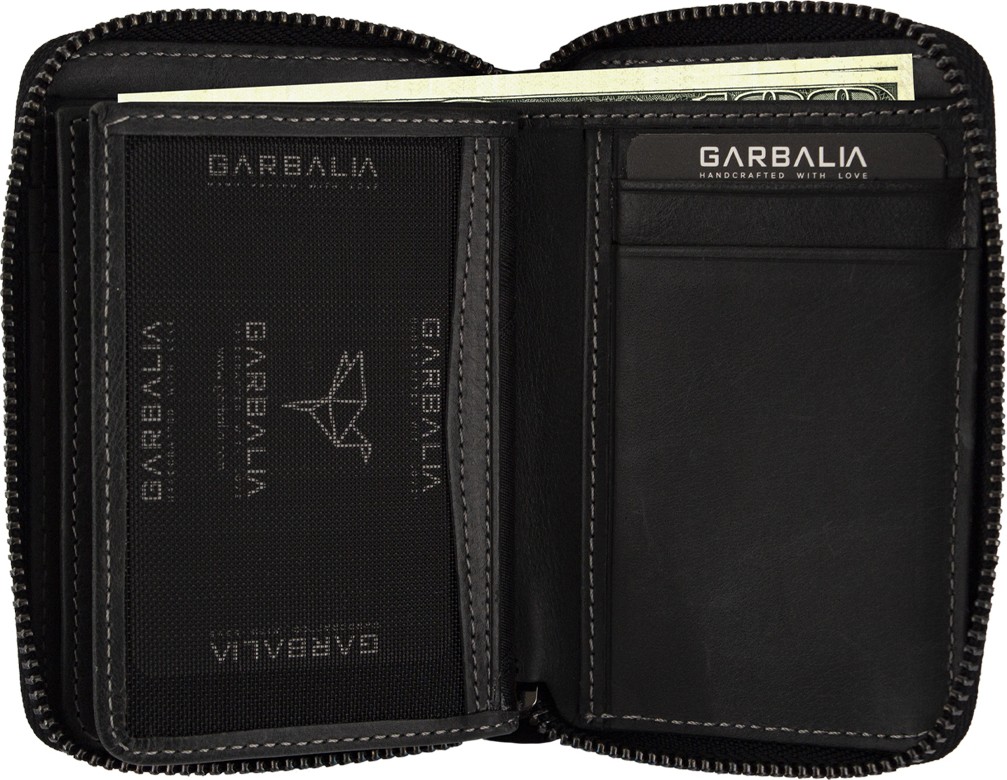 Garbalia Fargo Vintage Deri Fermuarlı Kartlık Cüzdan Siyah görsel 6