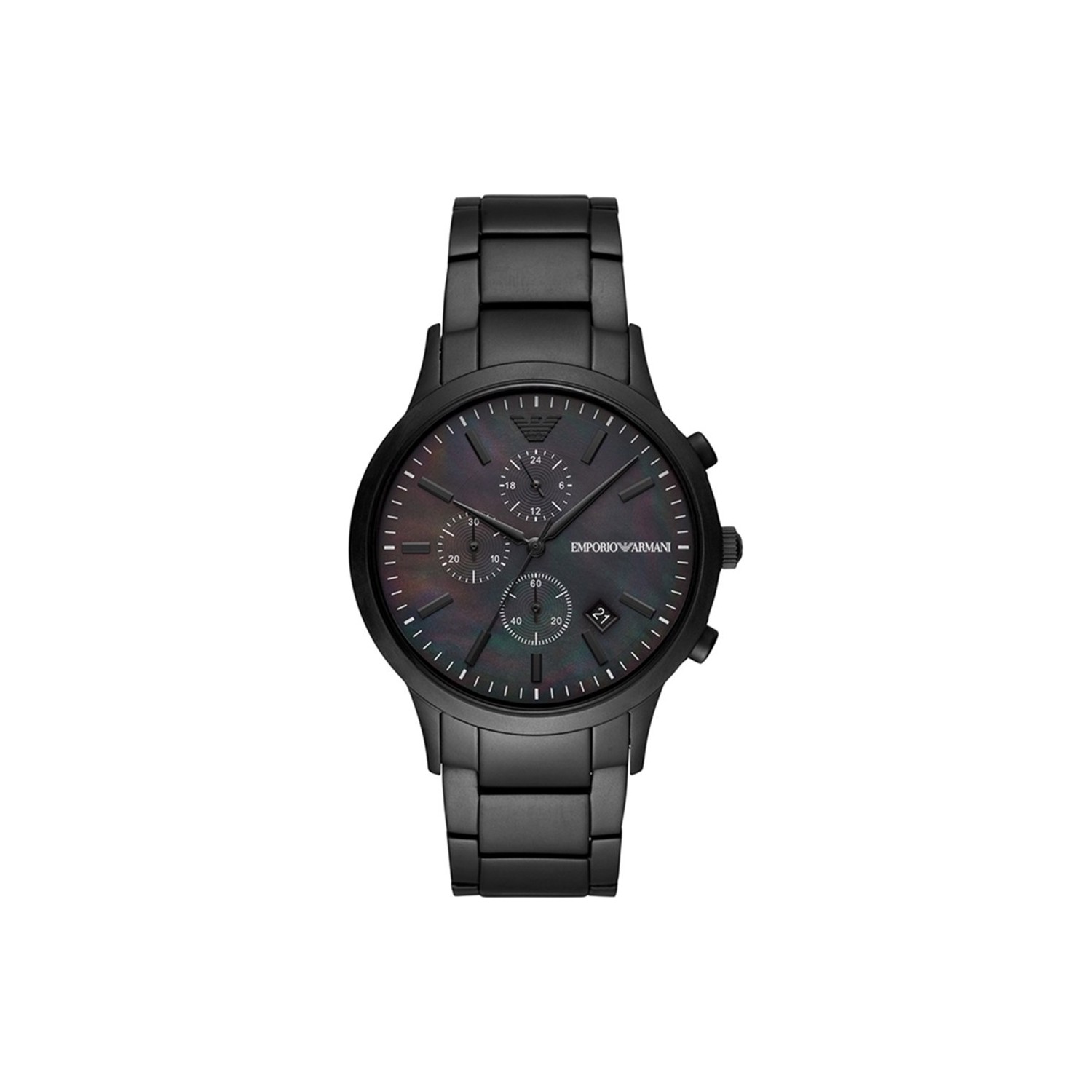 emporio armani men's ion plated black strap watch