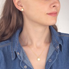 Miavi Silver 925 Ayar Gümüş Güneş Kolye Küpe Set