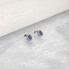 Miavi Silver 925 Ayar Gümüş Safir Taşlı Damla Küpe