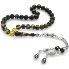 DAVİD BLACK Metal Püsküllü Küre Kesim Bilek Boy Süzme Ateş Kehribar Tesbih