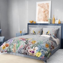 Monohome Premium Luxury Çift Kişilik Nevresim Takımı 3D Pamuk Saten Flowers Forest