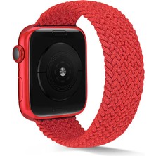 Case 4U Apple Watch Uyumlu Seri 7/6/SE/5/4 Hasır Örgü Suya Dayanıklı Medium Kordon Kayış KRD-38 38mm 40mm 41mm - Kırmızı