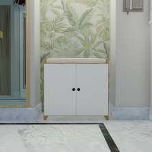 Ünüvar Konsept Emre Puflu Ayakkabılık - (Meşe-Beyaz)