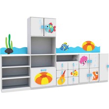 Woody Life Deniz Temalı Çocuk Odası Anaokulu Kreş Dolap Seti