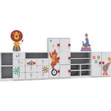 Woody Life Sirk Temalı Çocuk Odası Anaokulu Kreş Dolap Seti