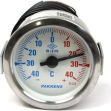 Pakkens Çap 60 -40/+40 °c Arkadan Bağlantılı Pano Tip Gazlı Termometre 1mt Pvc Kaplı Kapiler Boyu