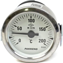 Pakkens Çap 60 0/+200 °c Arkadan Bağlantılı Pano Tip Gazlı Termometre 1mt Pvc Kaplı Kapiler Boyu