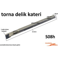 Yıldırım Nalbur Torna Delik Kateri S08H Elmaslı Torna Kater Mini Boy Delik Kanal Bıçağı Kater Kalite