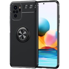 Good Case Xiaomi Redmi Note 10 Için Yüzüklü Manyetik Ravel Silikon Kılıf Siyah