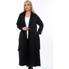 Cepli Kemerli Pul Detaylı Tam Boy Uzun Cool Hırka